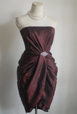 Vintage A line Strapless Burgundy Taffeta Formal Homecoming Dresses 18th Birthday Outfits Graduation Dress Short Mini Hoco Dresses HZ1121