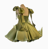 Cute Ball Gown Straps Pink Satin Short Formal 8th Grade Homecoming Dresses Middle School Cocktail Dress Hoco Outfits HZ1121