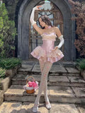 Unique Ball Gown Sweetheart Pink Satin Lace Short Formal 8th Grade Homecoming Dresses Middle School Cocktail Dress Hoco Outfits Inspo HZ1121