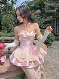 Unique Ball Gown Sweetheart Pink Satin Lace Short Formal 8th Grade Homecoming Dresses Middle School Cocktail Dress Hoco Outfits Inspo HZ1121