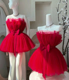 Cute Ball Gown Strapless Pink Tulle Short Formal 8th Grade Homecoming Dresses Middle School Cocktail Dress Hoco Outfits HZ1121