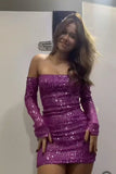 Trendy Sheath Strapless Grape Sequin Mini Short Formal 8th Grade Homecoming Dresses Summer Middle School Hoco Dress Homecoming Outfits HZ1121