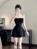Modest A line Spaghetti Straps Little Black Dress Formal Homecoming Dresses 8th Grad Dance Graduation Dress Short Hoco Dresses HZ1121