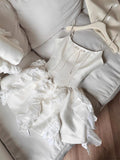 Cute A line Spaghetti Straps White Satin Formal Homecoming Dresses 8th Grad Dance Graduation Dress Short Hoco Dresses HZ1121