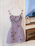 Cute Ball Gown Spaghetti Straps Light Grape Formal Homecoming Dresses 8th Grad Dance Graduation Dress Short Hoco Dresses HZ1121
