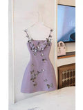 Cute Ball Gown Spaghetti Straps Light Grape Formal Homecoming Dresses 8th Grad Dance Graduation Dress Short Hoco Dresses HZ1121