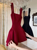 Unique A line Square Neck Red Short Homecoming Dress Summer Dance Inspo Hoco Dresses Mini Cocktail Dress HZ1121
