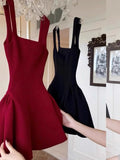 Unique A line Square Neck Red Short Homecoming Dress Summer Dance Inspo Hoco Dresses Mini Cocktail Dress HZ1121