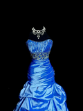 Elegant Mermaid Strapless Royal Blue Long Taffeta Prom Dresses Party Dress 18th Birthday Outfits Graduation Dresses HZ1121