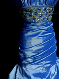 Elegant Mermaid Strapless Royal Blue Long Taffeta Prom Dresses Party Dress 18th Birthday Outfits Graduation Dresses HZ1121