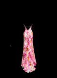 Vintage Mermaid Sweetheart Pink Chiffon Floral Backless Long Prom Dresses Party Dress 18th Birthday Outfits Graduation Dresses HZ1121