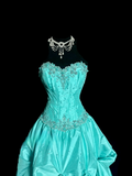 Vintage Ball Gown Sweetheart Blue Taffeta Long Puffy Skirt Long Prom Dresses Party Dress 21st Birthday Outfits Graduation Dresses HZ1121