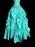 Vintage Ball Gown Sweetheart Blue Taffeta Long Puffy Skirt Long Prom Dresses Party Dress 21st Birthday Outfits Graduation Dresses HZ1121
