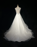 Vintage Bridal Dress Ball Gown Sweetheart White Silver Beads Tulle Long Wedding Dress Retro Wedding Dresses Modest Wedding Gowns HZ1121