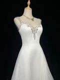 Vintage Bridal Dress Ball Gown Sweetheart White Silver Beads Tulle Long Wedding Dress Retro Wedding Dresses Modest Wedding Gowns HZ1121