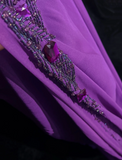 Retro A Line Halter Grape Chiffon Sleeveless With Beads Long Flowers Prom Dresses Party Dress 21st Birthday Outfits Graduation Dresses HZ1121