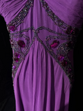 Retro A Line Halter Grape Chiffon Sleeveless With Beads Long Flowers Prom Dresses Party Dress 21st Birthday Outfits Graduation Dresses HZ1121