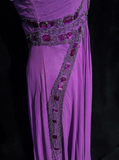 Retro A Line Halter Grape Chiffon Sleeveless With Beads Long Flowers Prom Dresses Party Dress 21st Birthday Outfits Graduation Dresses HZ1121