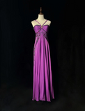 Retro A Line Halter Grape Chiffon Sleeveless With Beads Long Flowers Prom Dresses Party Dress 21st Birthday Outfits Graduation Dresses HZ1121