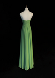Retro A Line Sweetheart Green Chiffon Sleeveless Pleated Long Prom Dresses Party Dress 21st Birthday Outfits Graduation Dresses HZ1121