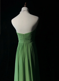 Retro A Line Sweetheart Green Chiffon Sleeveless Pleated Long Prom Dresses Party Dress 21st Birthday Outfits Graduation Dresses HZ1121