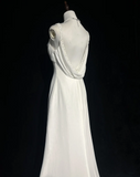 Vintage Bridal Dress Mermaid Spaghetti Straps Backless Chiffon White Beads Long Wedding Dress Retro Wedding Dresses Modest Wedding Gowns HZ1121