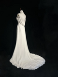 Vintage Bridal Dress Mermaid Spaghetti Straps Backless Chiffon White Beads Long Wedding Dress Retro Wedding Dresses Modest Wedding Gowns HZ1121
