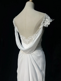 Vintage Bridal Dress Mermaid Sweetheart Backless Chiffon White Lace Long Wedding Dress Retro Wedding Dresses Modest Wedding Gowns HZ1121