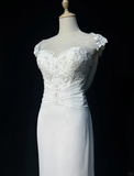 Vintage Bridal Dress Mermaid Sweetheart Backless Chiffon White Lace Long Wedding Dress Retro Wedding Dresses Modest Wedding Gowns HZ1121