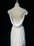 Vintage Bridal Dress Mermaid Sweetheart Backless Chiffon White Lace Long Wedding Dress Retro Wedding Dresses Modest Wedding Gowns HZ1121