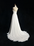 Vintage Bridal Dress A Line Spaghetti Straps Chiffon White Long Wedding Dress Retro Wedding Dresses Modest Wedding Gowns HZ1121