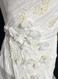 Vintage Bridal Dress Mermaid One Shoulder Chiffon White Long Wedding Dress Retro Wedding Dresses Modest Wedding Gowns HZ1121