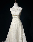 Vintage Bridal Dress Ball Gown Spaghetti Straps Lace Ivory Long Wedding Dress Retro Wedding Dresses Modest Wedding Gowns HZ1121