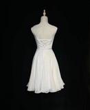Vintage Bridal Dress A line Scoop Neck Chiffon Beads White Short Second Wedding Dress Retro Wedding Dresses Modest Wedding Gowns HZ1121