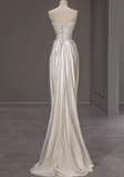 Elegant Satin Mermaid Wedding Dress Sleeveless Simple Bridal Gown HZ1121