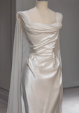 Elegant Satin Mermaid Wedding Dress Sleeveless Simple Bridal Gown HZ1121