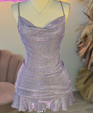 Sexy Sheath Halter Sequin Tight Grape Formal Homecoming Dresses 8th Grad Dance Graduation Dress Short Birthday Outfits Hoco Dresses HZ1121