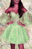 Sparkly Ball Gown Sweetheart Lace Mint Green Short Formal Homecoming Dresses 8th Grad Dance Graduation Dress Short 18th Birthday Outfits Hoco Dresses HZ1121