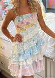 Vintage A line Spaghetti Straps Lace Floral Chiffon Formal Homecoming Dresses Short Dresses Party Graduation Dress Hoco Dresses HZ1121