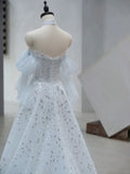 Timeless Bridal Dress A-Line Off Shoulder Tulle White Long Wedding Dress Modest Bridal Dress HZ1121