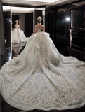 Sparkly Beaded Wedding Dresses Tulle Strapless Ball Gown Elegant White Bridal Dress Stunning Bridal Gowns HZ1121