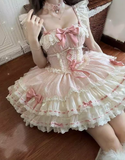 Vintage Pink Ball Gown Spaghetti Straps Lace Tulle18th Birthday Dress Lolita Dress Short Lolita Outfits HZ1121