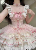 Vintage Pink Ball Gown Spaghetti Straps Lace Tulle18th Birthday Dress Lolita Dress Short Lolita Outfits HZ1121