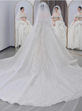 Modest White Wedding Dresses Tulle Sparkly Ball Gown Elegant Bridal Dress Beaded Short Sleeve Bridal Gowns HZ1121