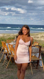 Cute Sheath Spaghetti Straps Pink Satin Short Formal Homecoming Dresses Party Graduation Dress Hoco Dresses HZ1121