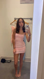 Cute Sheath Spaghetti Straps Pink Sequin Short Formal Homecoming Dresses Party Graduation Dress Hoco Dresses HZ1121