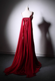 Elegant Burgundy Spaghetti Strap Long Evening Gowns A-Line 20th Birthday Dress Satin Ribbon Graduation Prom Dresses HZ1121