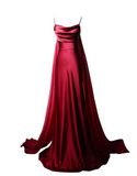 Elegant Burgundy Spaghetti Strap Long Evening Gowns A-Line 20th Birthday Dress Satin Ribbon Graduation Prom Dresses HZ1121