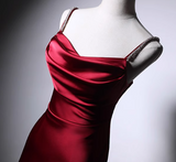 Elegant Burgundy Spaghetti Strap Long Evening Gowns A-Line 20th Birthday Dress Satin Ribbon Graduation Prom Dresses HZ1121