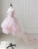 Pretty Ball Gown Off The Shoulder Light Pink Tulle Short Formal 8th Grade Homecoming Dresses Summer Middle School Hoco Dress 6th Grade Graduation Outfits HZ1121